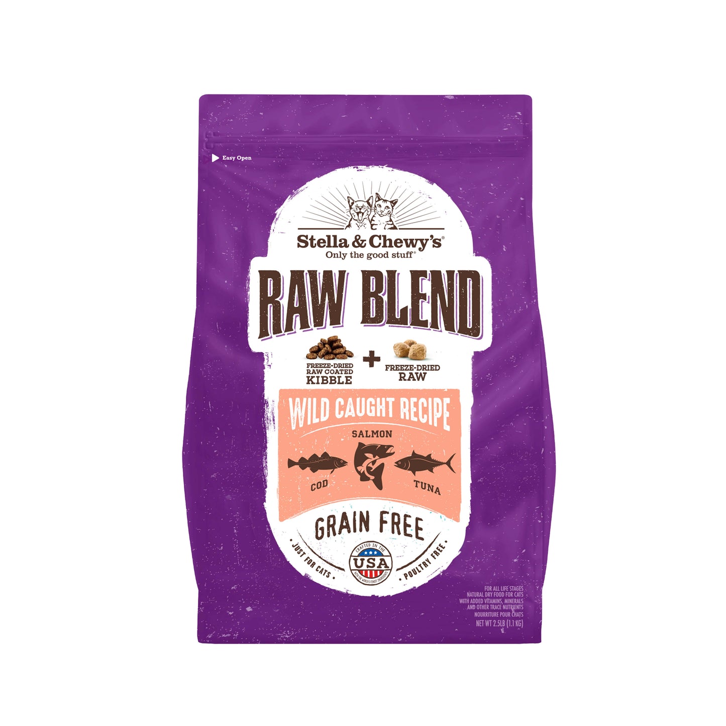 Stella & Chewy’s Freeze Dried Raw Blend Wild-Caught (Cod, Salmon & Tuna) Dry Cat Food 5lb