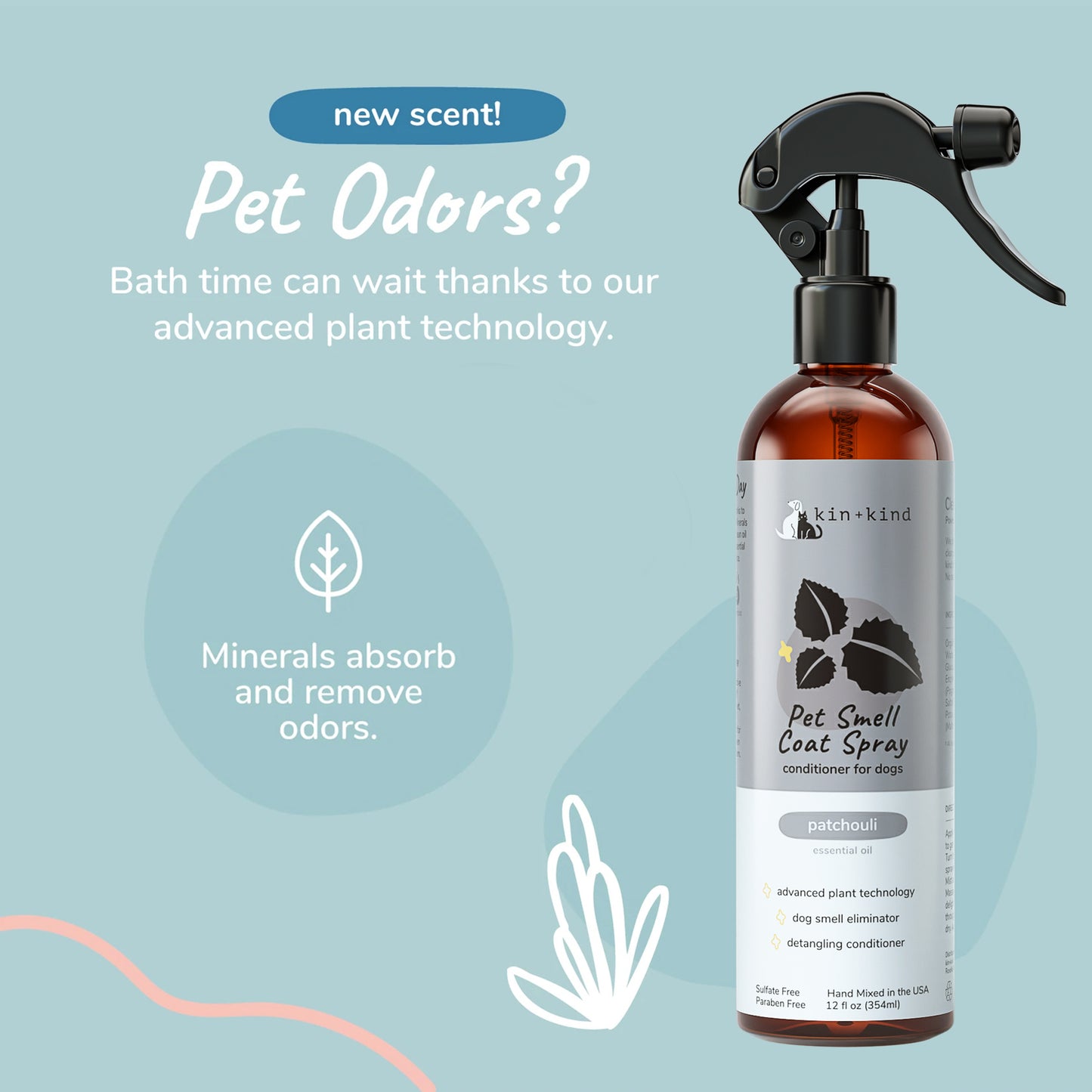 Kin+Kind Coat Spray (Patchouli) for Dogs & Cats 12oz