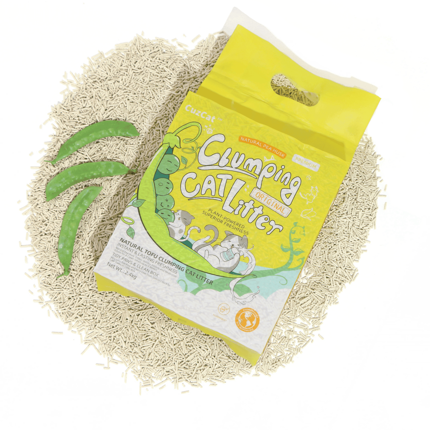 CuzCat Original Pea Husk Clumping Cat Litter 6L (Bundle of 6)