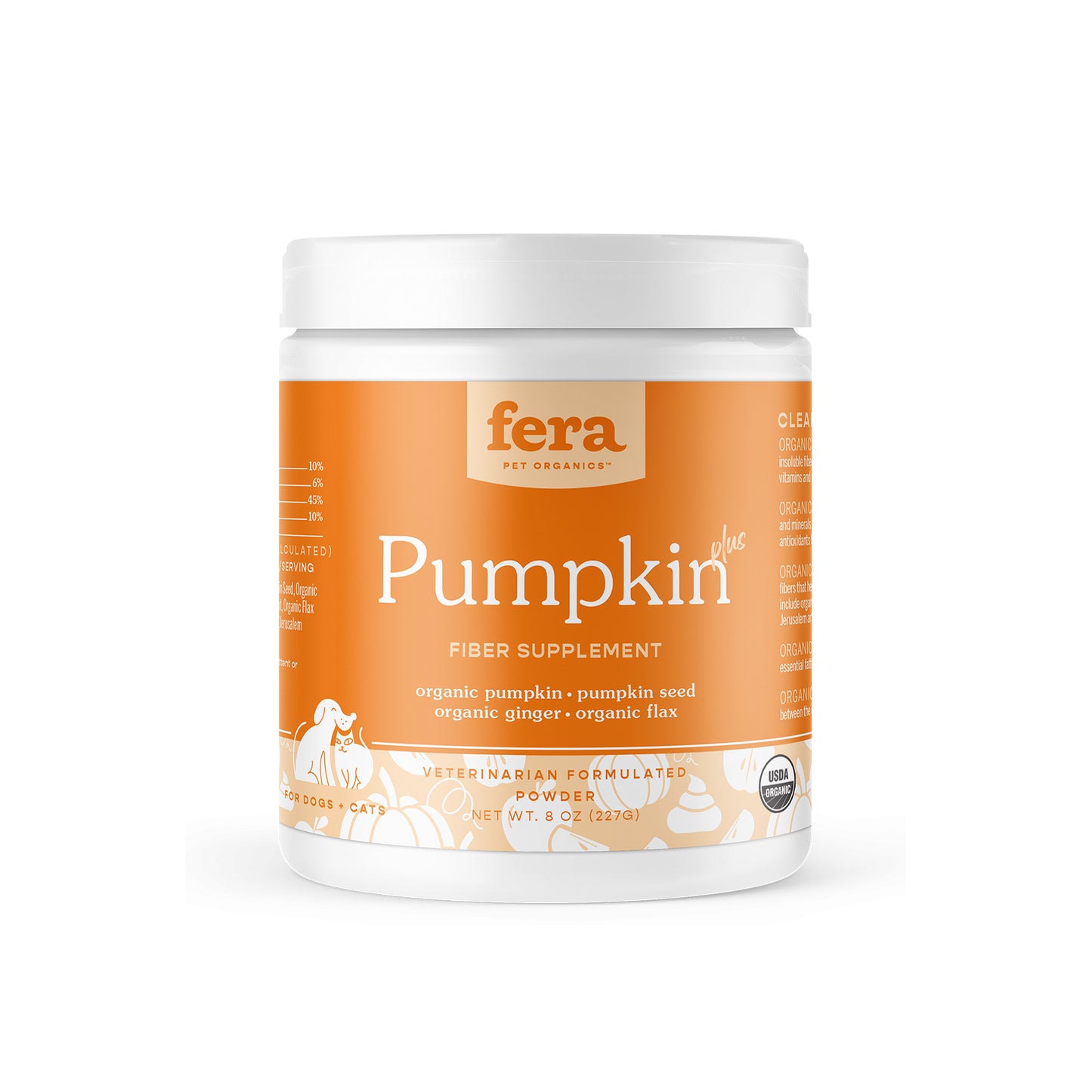 Fera Pets Organic Pumpkin Plus Gut Support Supplement for Cats and Dogs 8oz