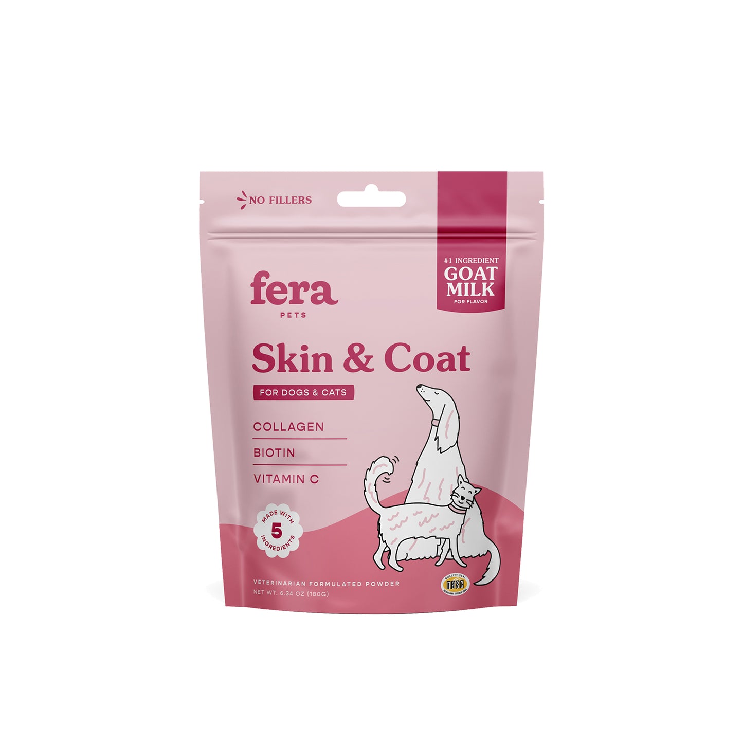 Fera Pets Skin + Coat Goat Milk Topper Supplement for Cats and Dogs 180g