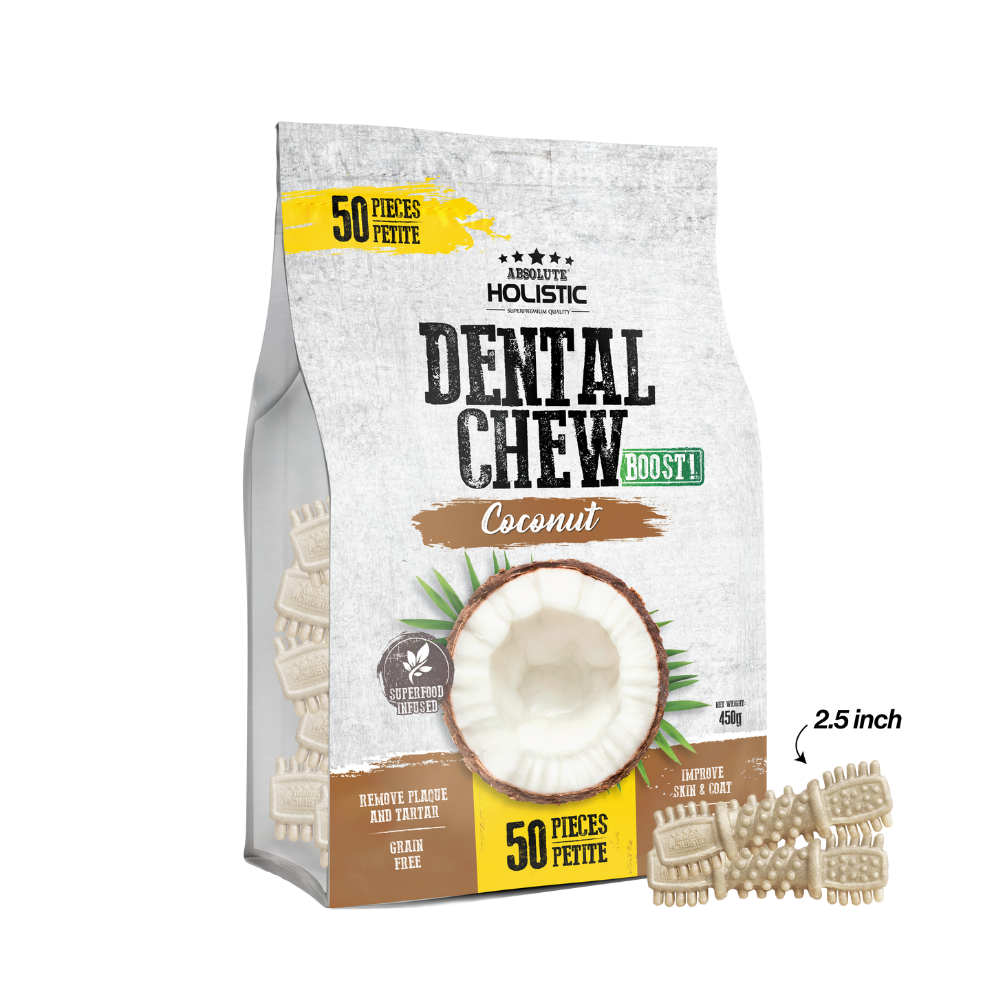 Absolute Holistic Boost Coconut Dental Chew Jumbo Pack for Dogs (2 Sizes)