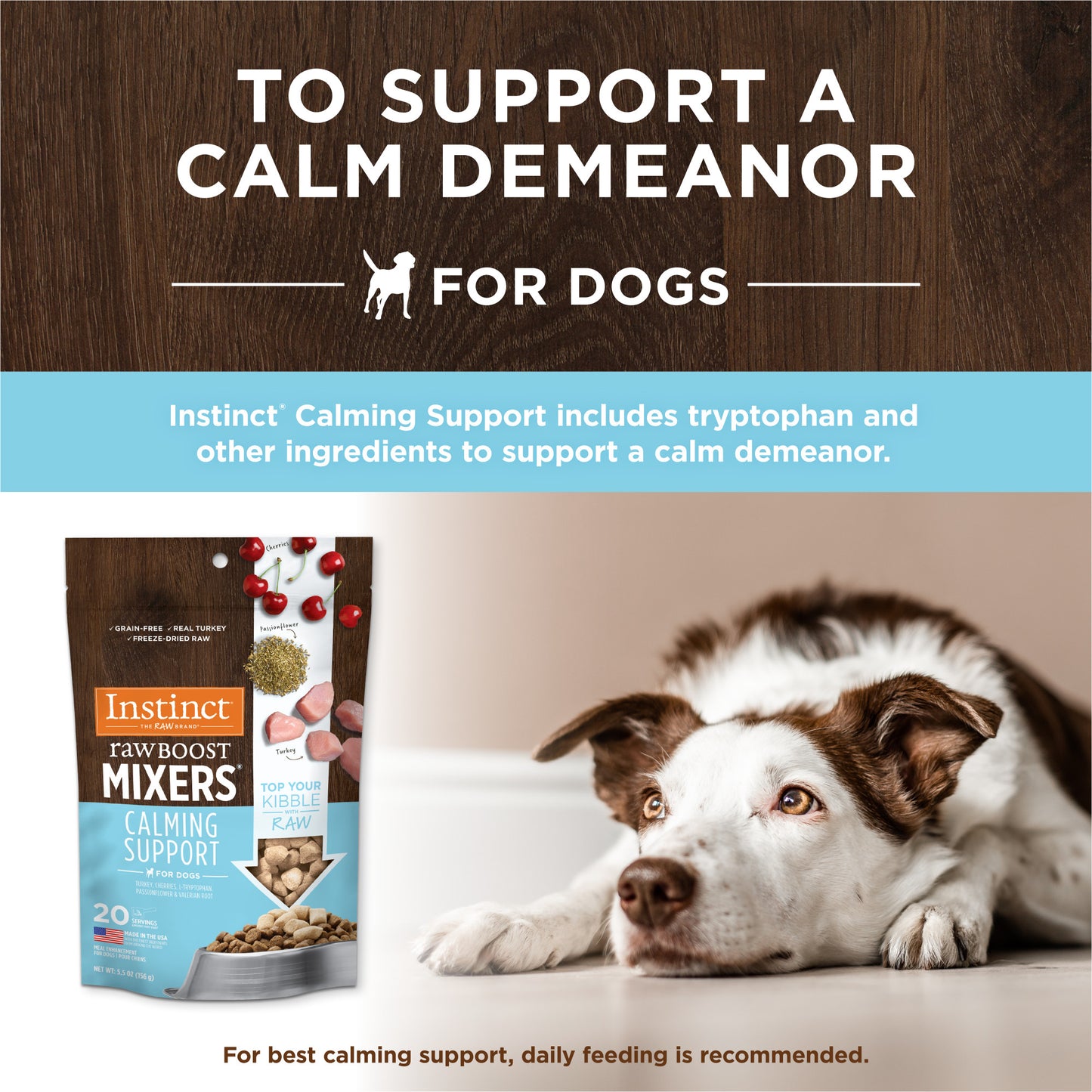 Instinct Freeze Dried Raw Boost Mixers Grain-Free Calming Support Dog Food Topper 5.5oz