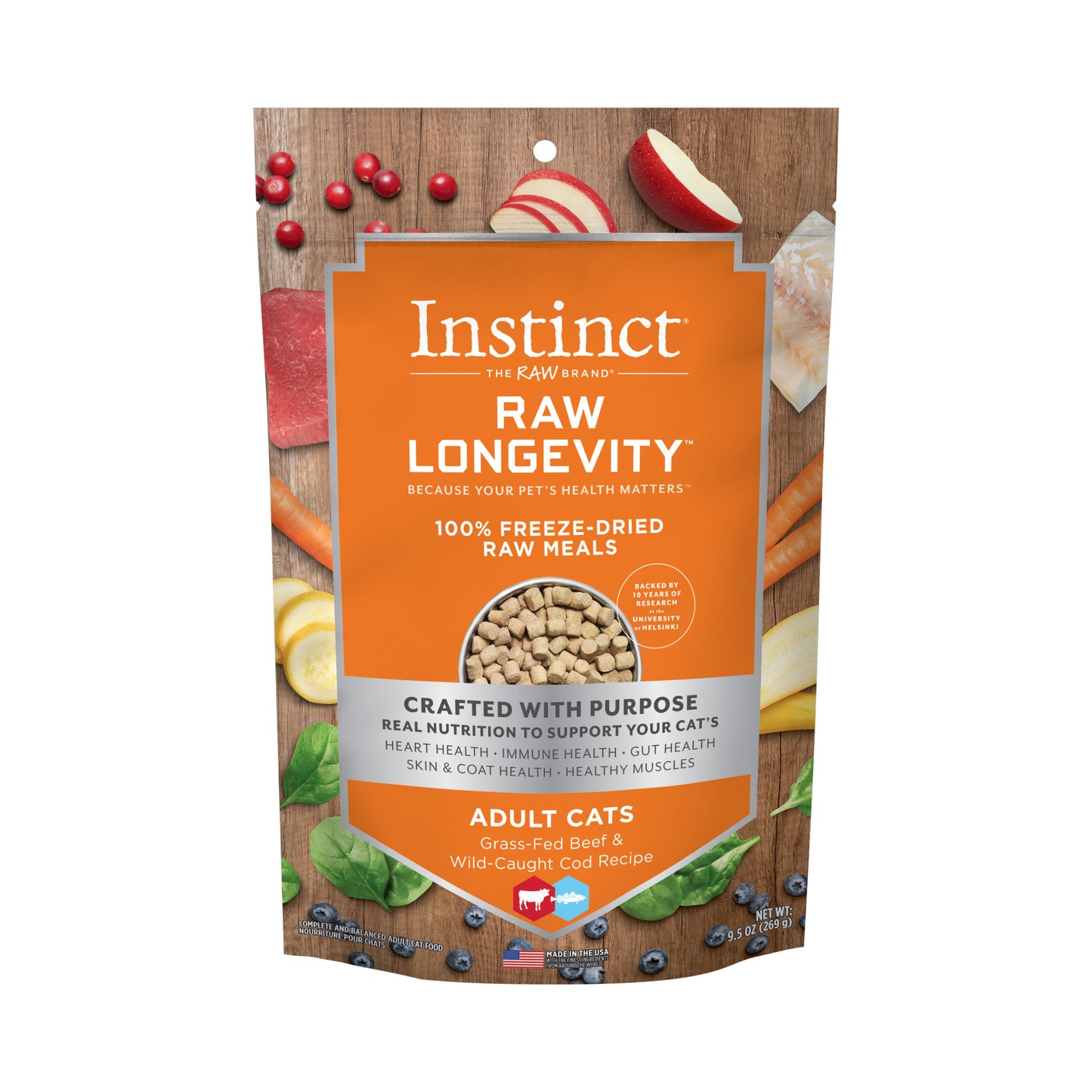 Instinct Longevity Freeze Dried Cod & Beef Cat Food 9.5oz