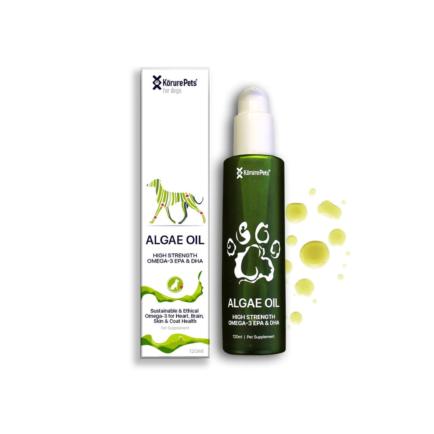 Korure Pets 100% Algae Oil Omega-3 Supplement for Dogs 120ml