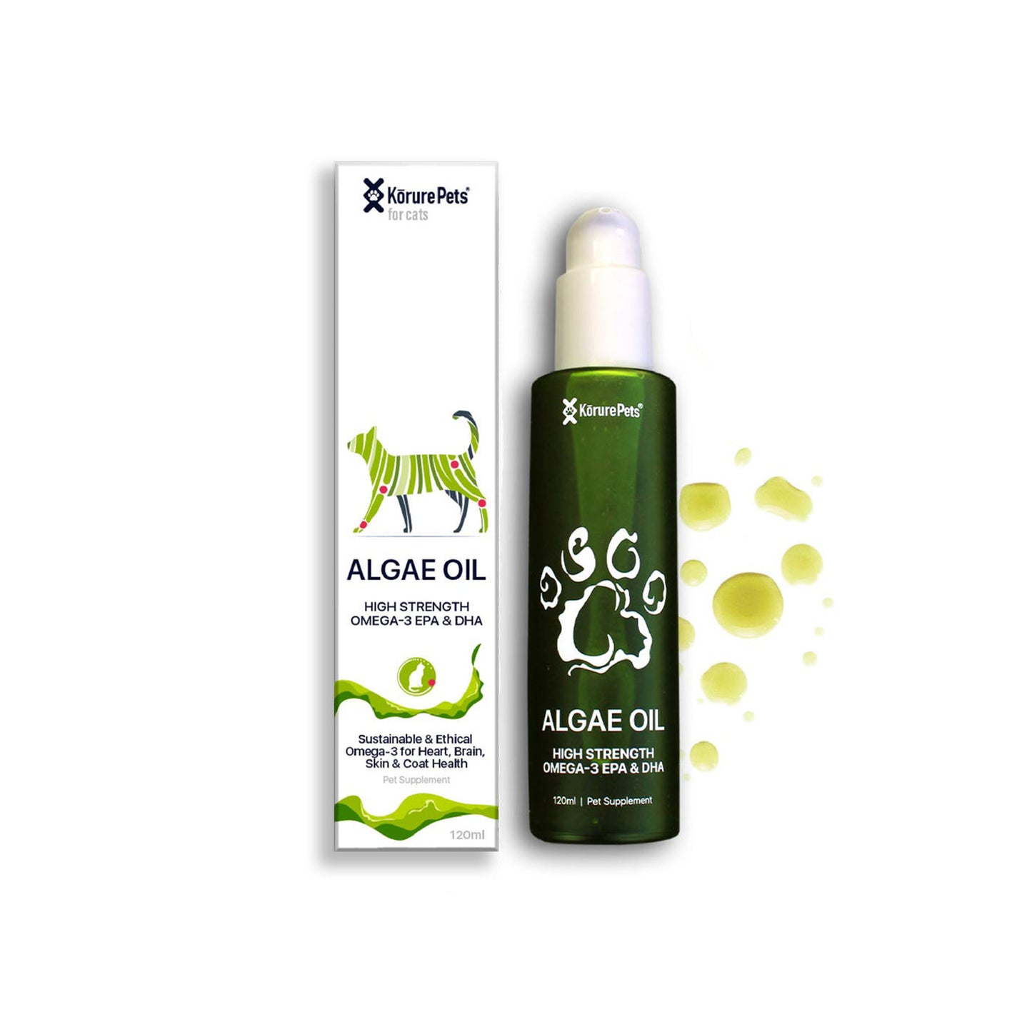 Korure Pets 100% Algae Oil Omega-3 Supplement for Cats 120ml