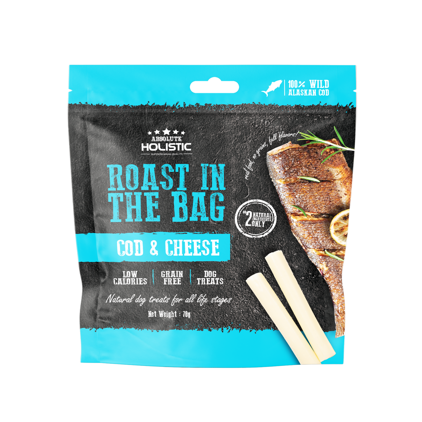 Absolute Holistic Roast In The Bag Cod & Cheese Natural Dog Treats (2 Sizes)