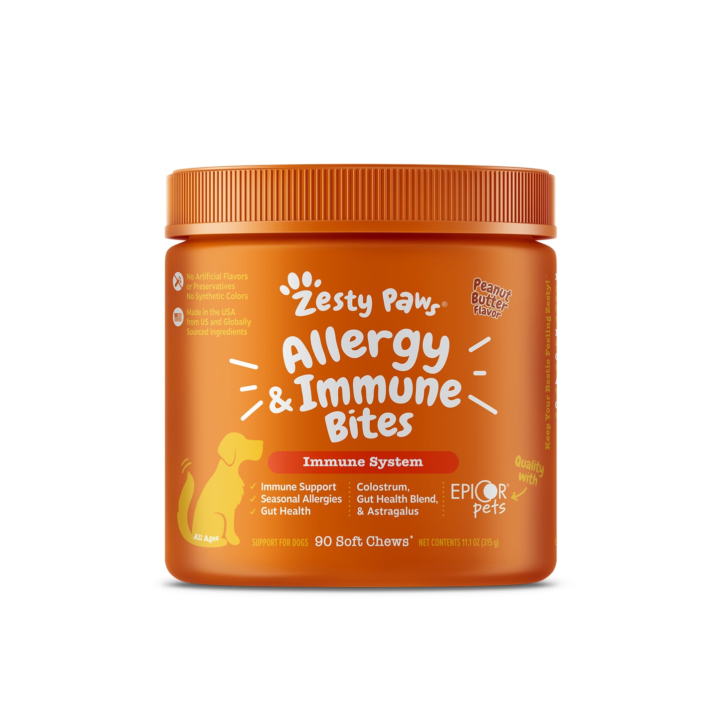 Zesty Paws Allergy & Immune Bites Dog Supplement - Apple & Peanut Butter 90s
