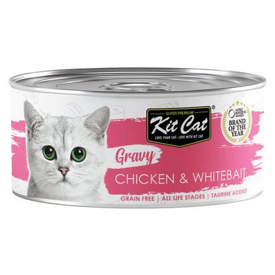 [As Low As $0.91 Each] Kit Cat Gravy Chicken & Whitebait Wet Cat Canned Food 70g