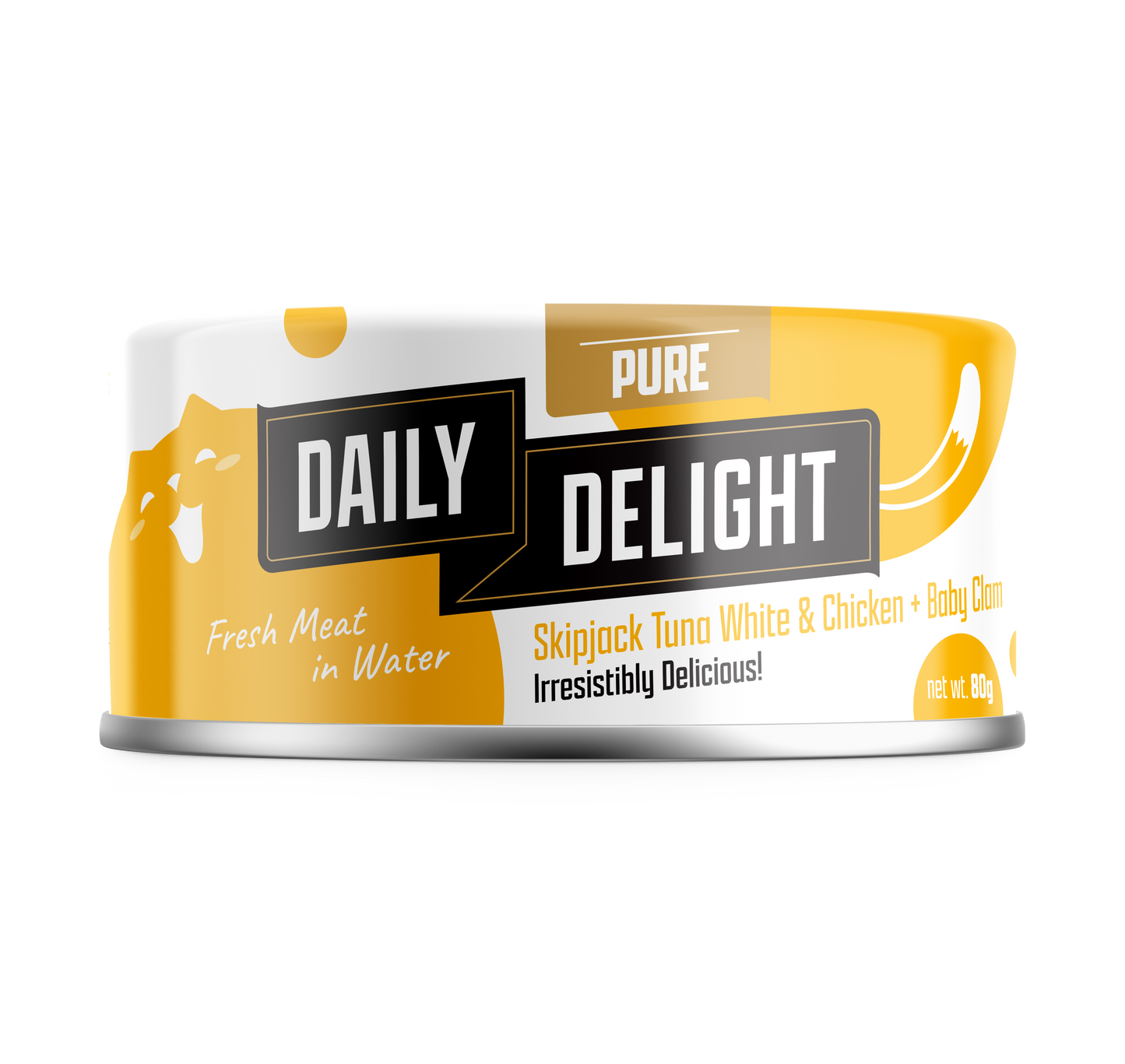Daily Delight Pure Skipjack Tuna White & Chicken with Baby Clam Cat Canned Food 80g