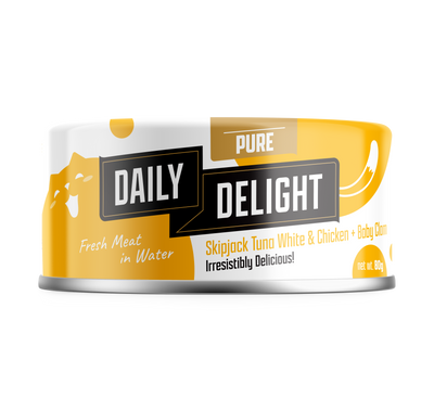Daily Delight Pure Skipjack Tuna White & Chicken with Baby Clam Cat Canned Food 80g