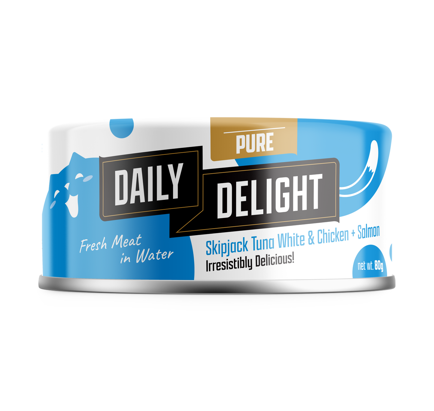 Daily Delight Pure Skipjack Tuna White & Chicken with Salmon Cat Canned Food 80g