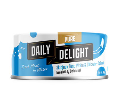 Daily Delight Pure Skipjack Tuna White & Chicken with Salmon Cat Canned Food 80g