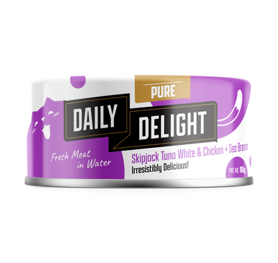 Daily Delight Pure Skipjack Tuna White & Chicken with Sea Bream Cat Canned Food 80g