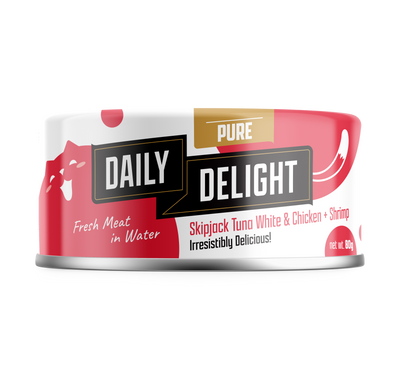 Daily Delight Pure Skipjack Tuna White & Chicken with Shrimp Cat Canned Food 80g