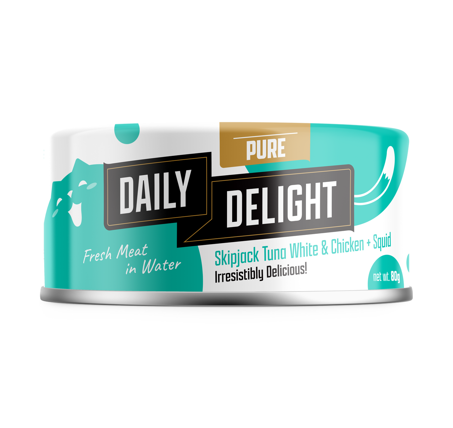 Daily Delight Pure Skipjack Tuna White & Chicken with Squid Cat Canned Food 80g