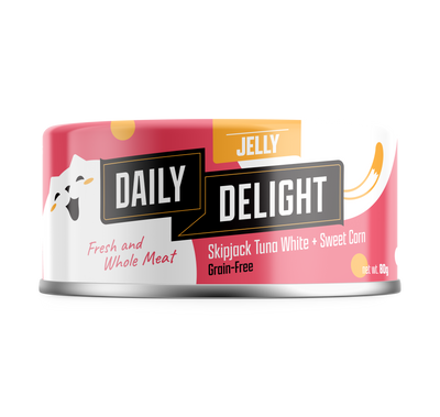 Daily Delight Skipjack Tuna White with Sweet Corn in Jelly Cat Canned Food 80g