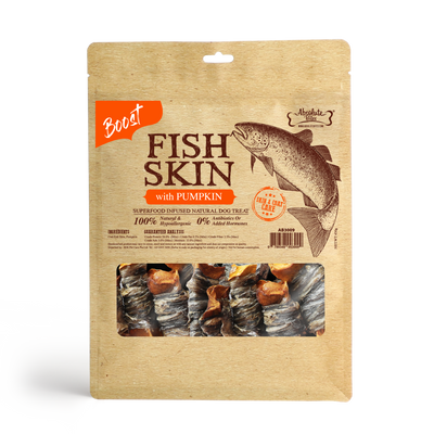 Absolute Bites Air Dried Cod Fish Skin with Pumpkin Dog Treats (Large Bag) 450g