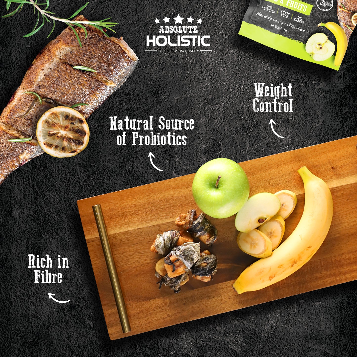 Absolute Holistic Roast In The Bag Cod & Fruits Natural Dog Treats (2 Sizes)