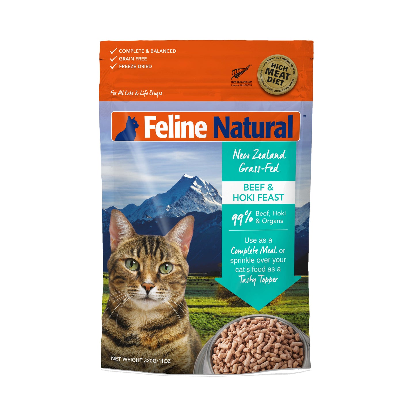 Feline Natural Freeze Dried Beef & Hoki Cat Food (2 Sizes)