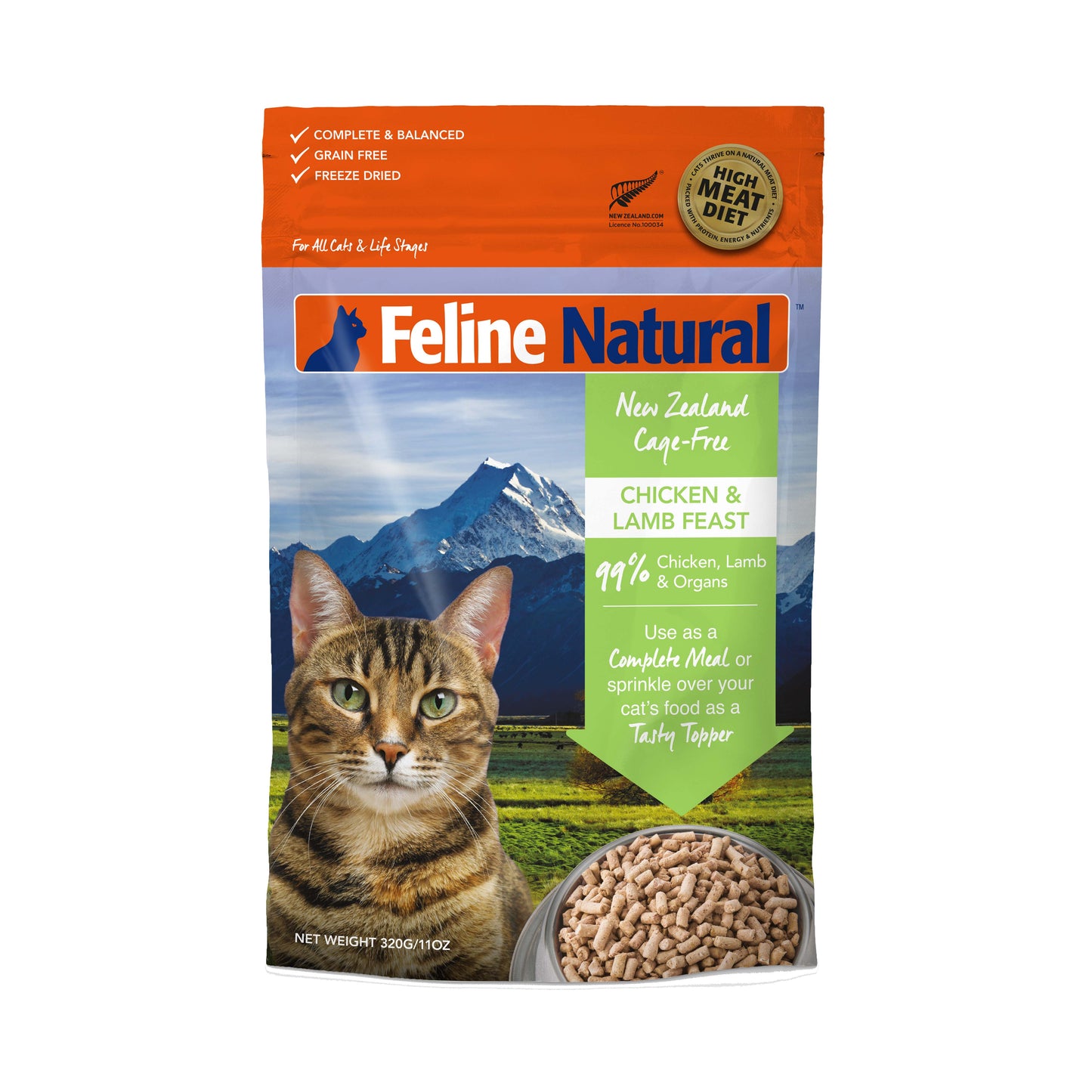 Feline Natural Freeze Dried Chicken & Lamb Cat Food (2 Sizes)