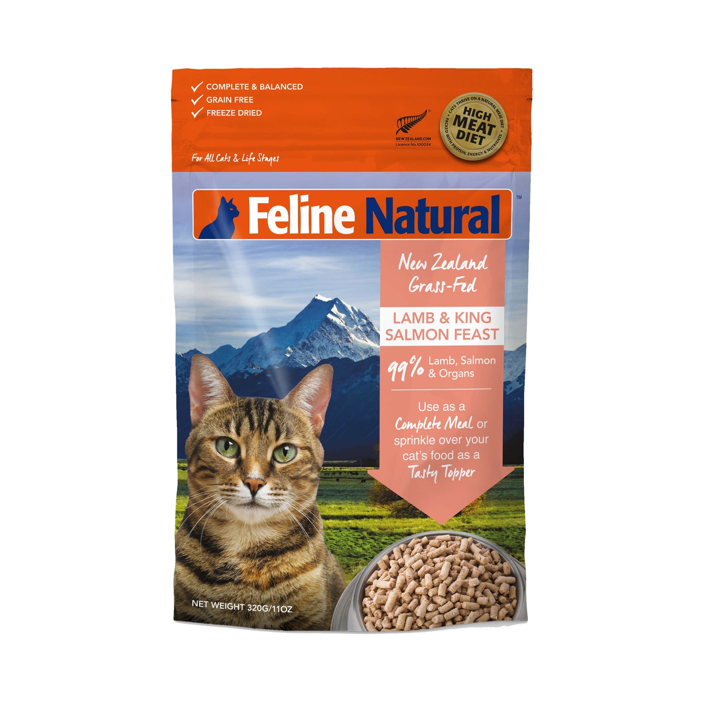 Feline Natural Freeze Dried Lamb & King Salmon Cat Food (2 Sizes)