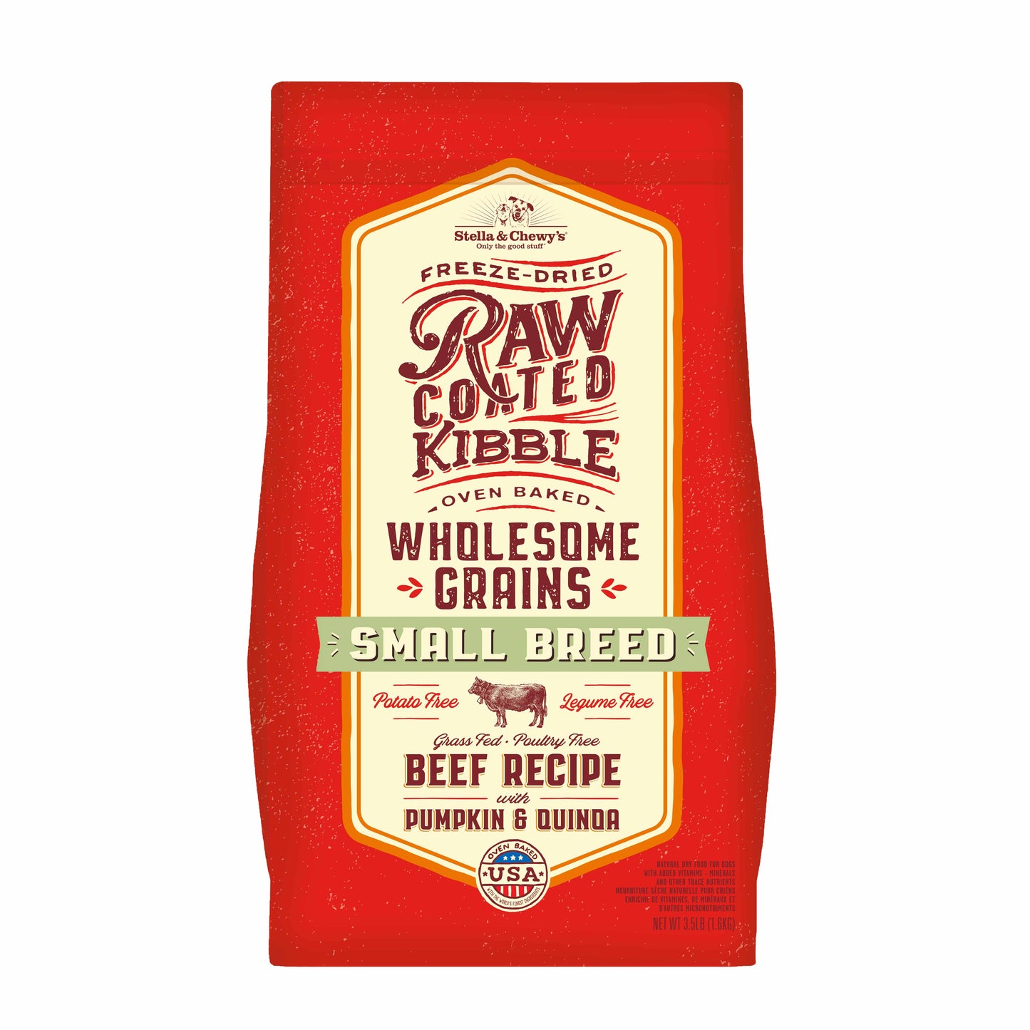 Stella & Chewy's Wholesome Grains Raw Coated Kibble Small Breed Beef with Pumpkin & Quinoa Dry Dog Food (2 Sizes)