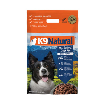 K9 Natural Freeze Dried Beef Dog Food (4 Sizes)