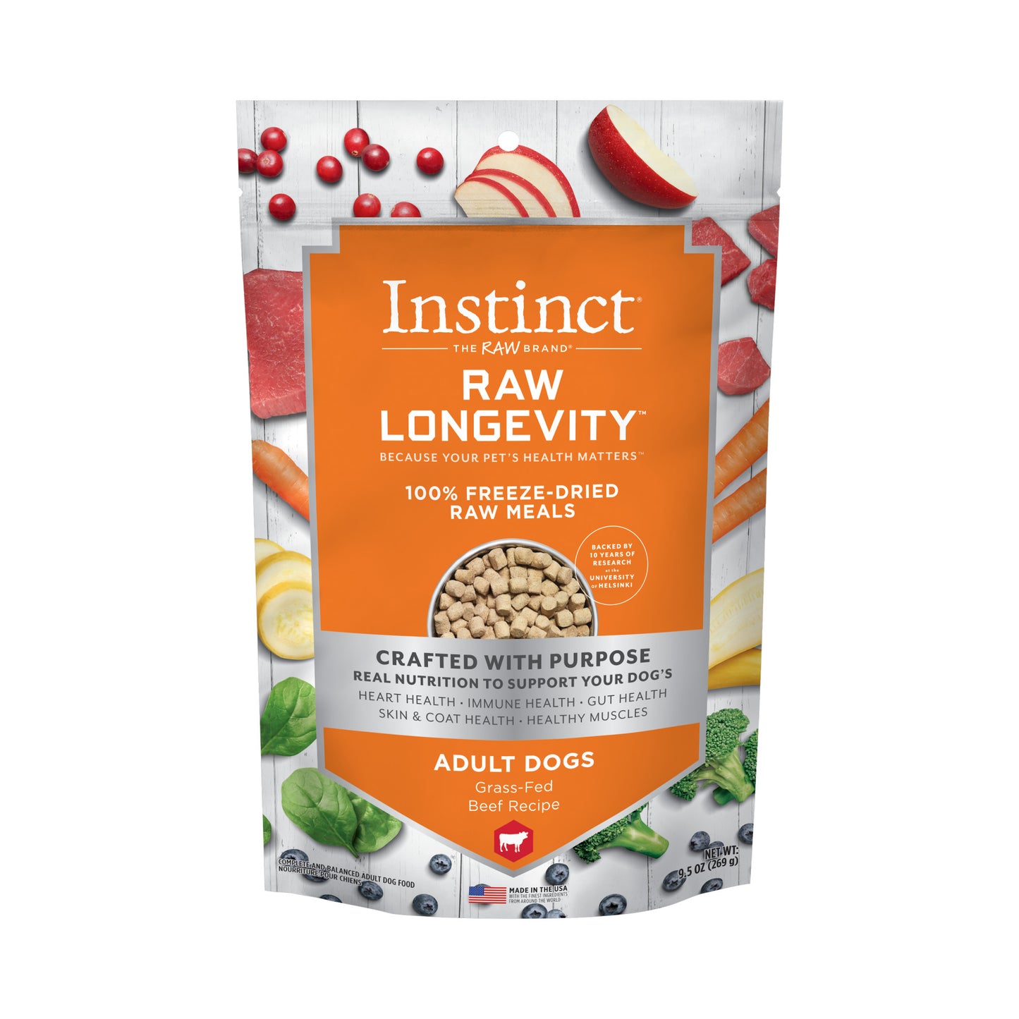 Instinct Longevity Freeze Dried Beef Dog Food 9.5oz