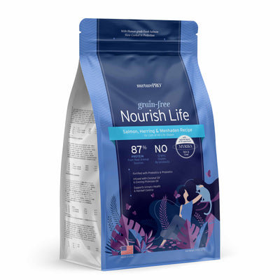 Nurture Pro Nourish Life Grain Free Salmon, Herring & Menhaden Recipe Kitten and Adult Cat Dry Food (3 Sizes)
