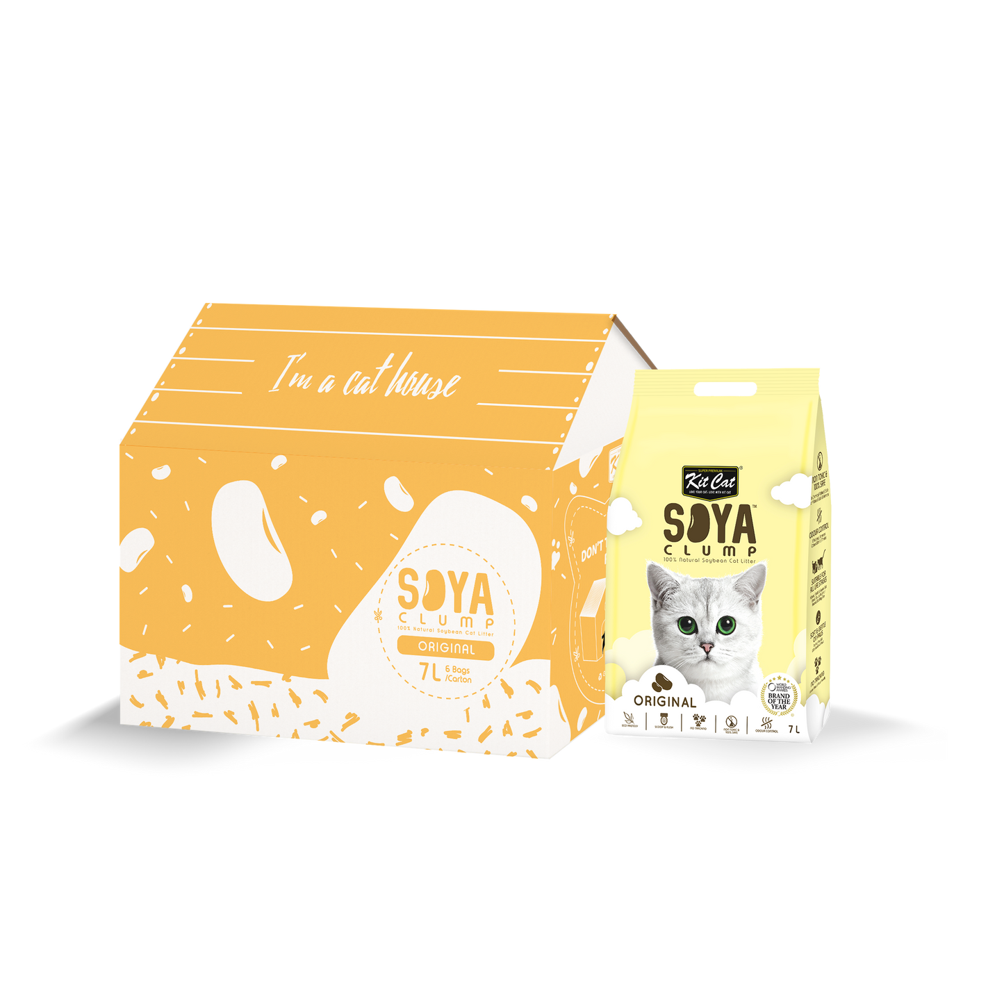 Kit Cat Soya Clump Cat Litter Original 7L (Bundle of 6)