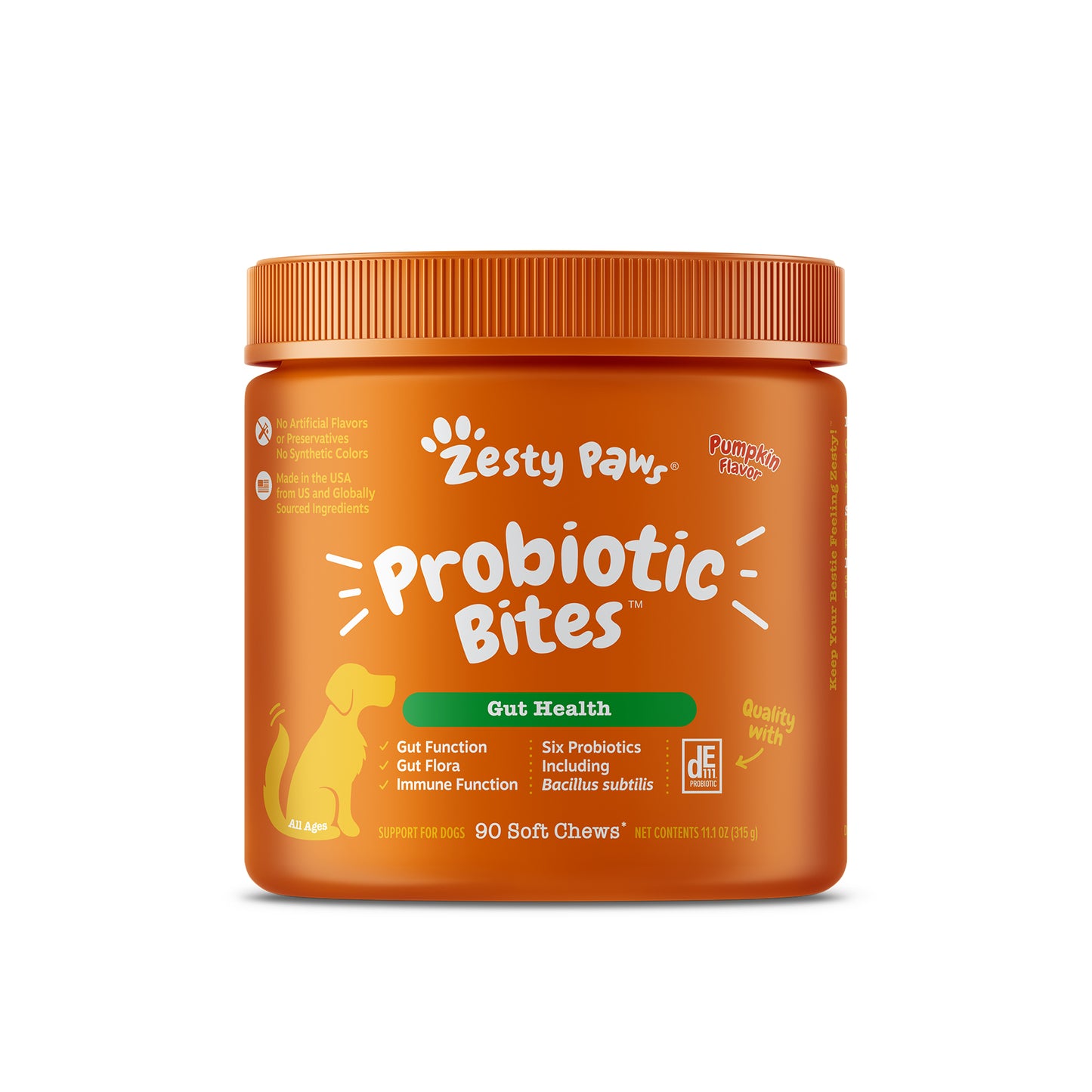 Zesty Paws Probiotic Bites Dog Supplement - Pumpkin 90s / 250s
