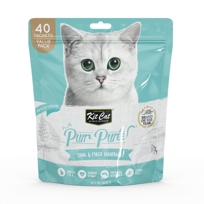 [As Low As $26.50 Each] Kit Cat Purr Puree Tuna & Fiber Cat Treat Value Pack 600g