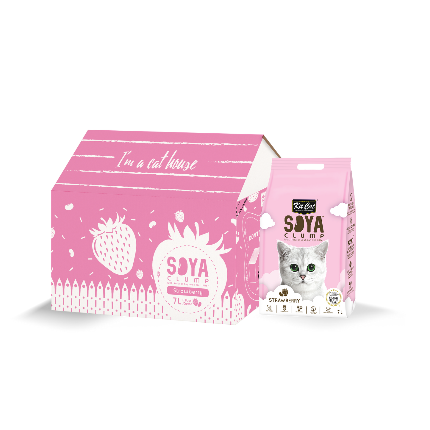 Kit Cat Soya Clump Cat Litter Strawberry 7L (Bundle of 6)