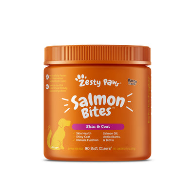 Zesty Paws Salmon Bites Dog Supplement - Bacon 90s