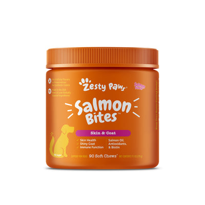 Zesty Paws Salmon Bites Dog Supplement - Salmon 90s