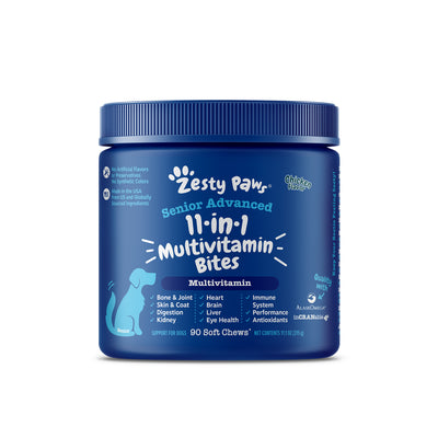 Zesty Paws Senior Advanced 11-in-1 Multivitamin Bites Dog Supplement - Chicken 90s