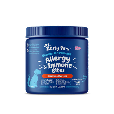 Zesty Paws Senior Advanced Allergy & Immune Bites Dog Supplement - Salmon 90s