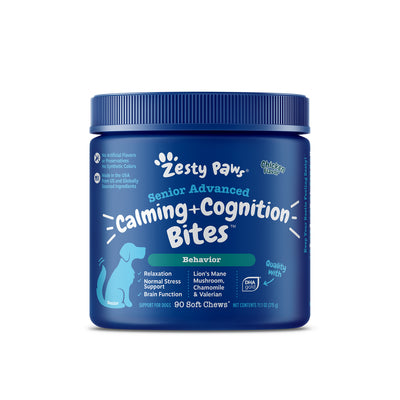 Zesty Paws Senior Advanced Calming & Cognition Bites Dog Supplement - Chicken 90s