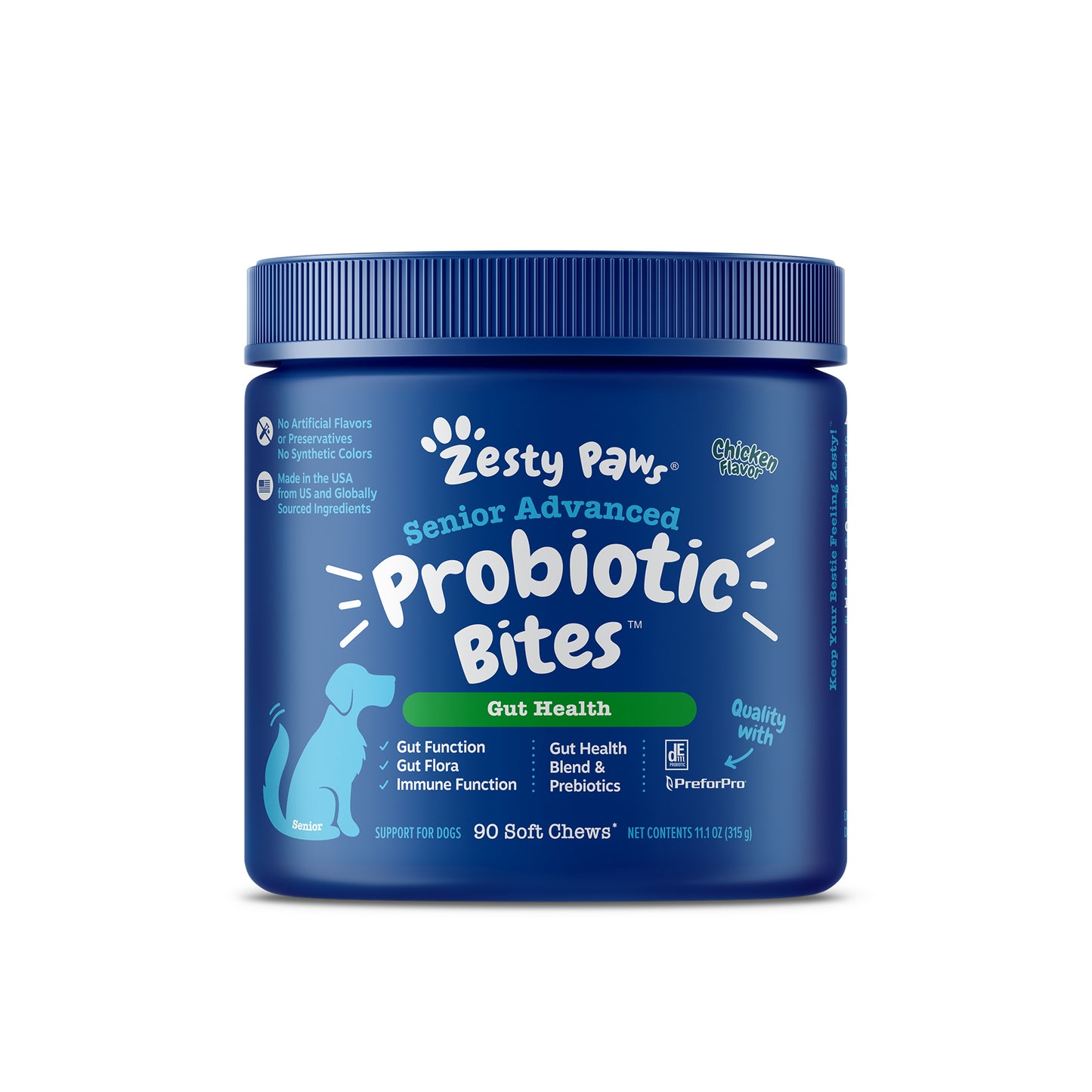 Zesty Paws Senior Advanced Probiotic Bites Dog Supplement - Chicken 90s