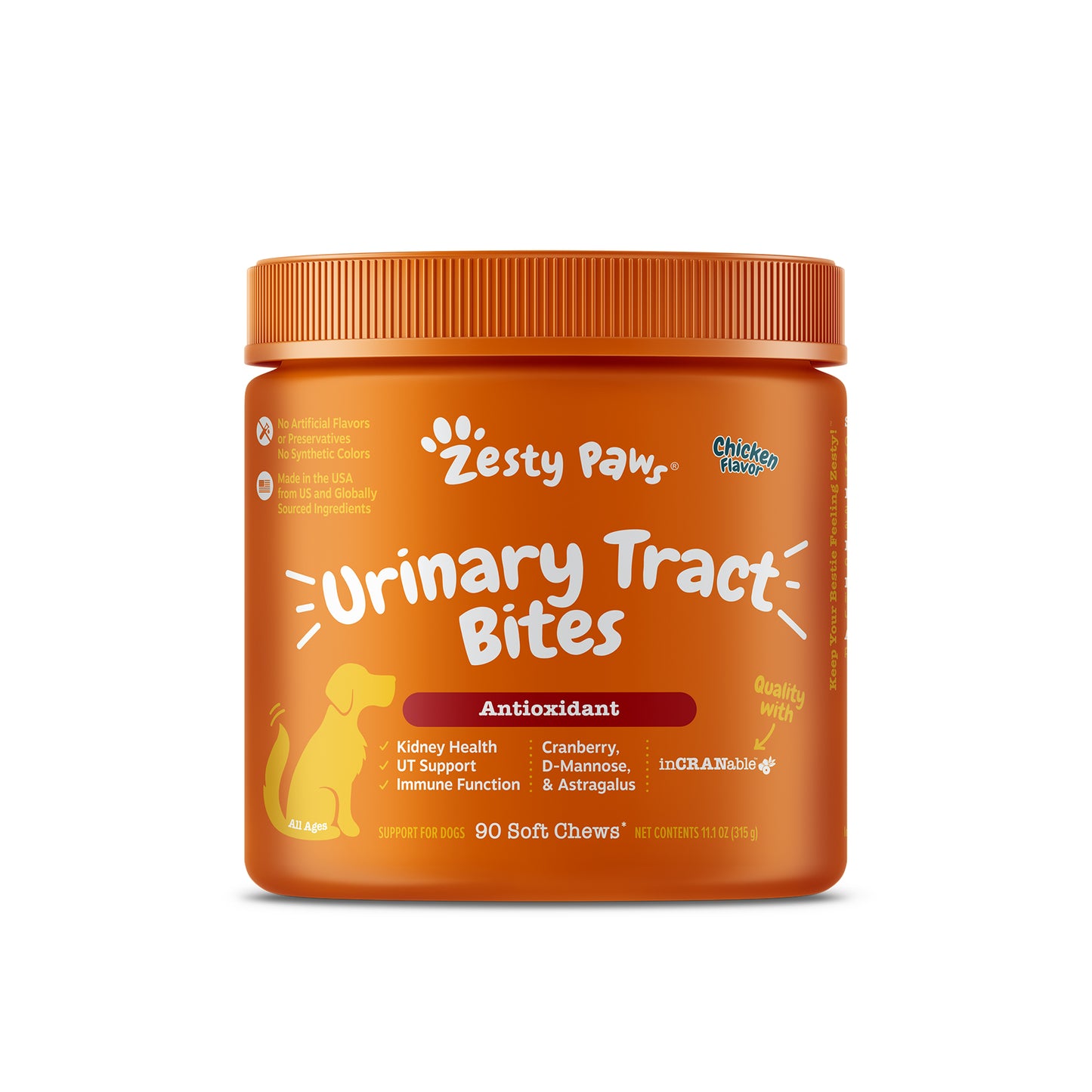 Zesty Paws Urinary Tract Bites Dog Supplement - Chicken 90s