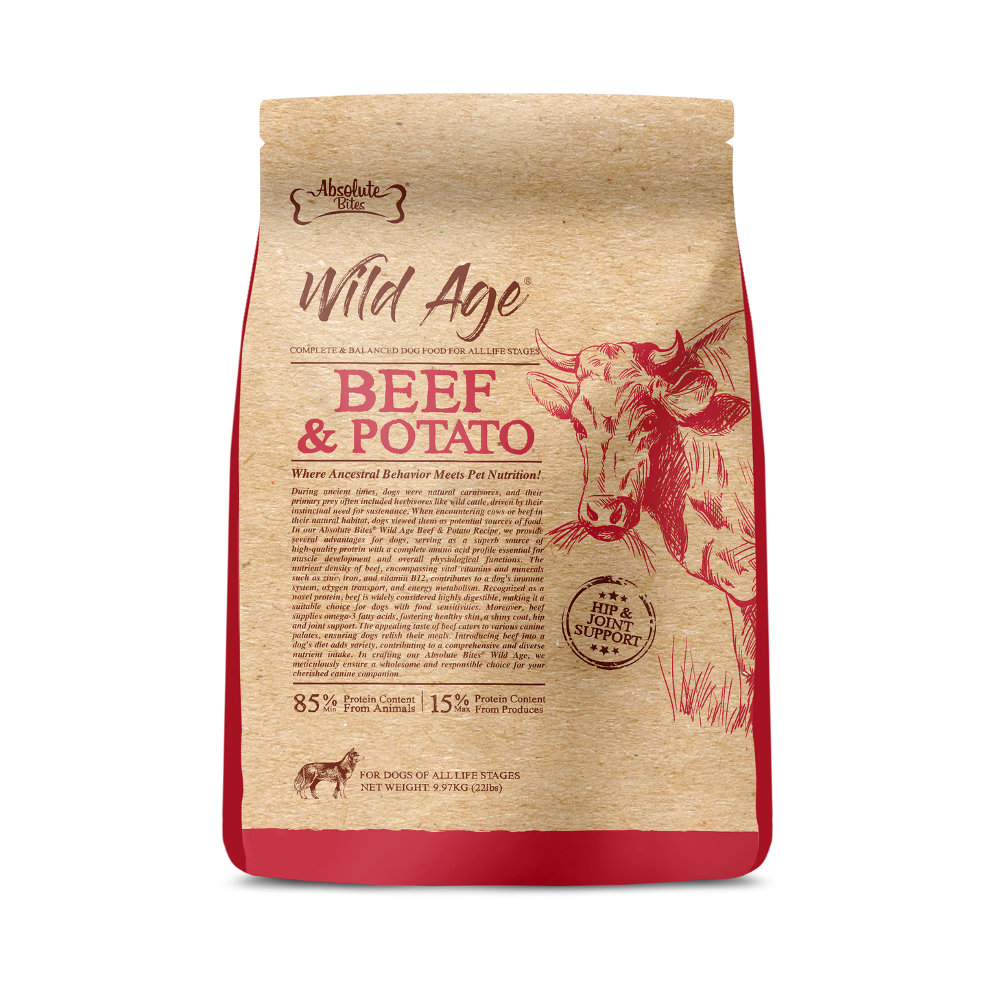 Absolute Bites Wild Age Beef & Potato Dog Dry Food (2 Sizes)