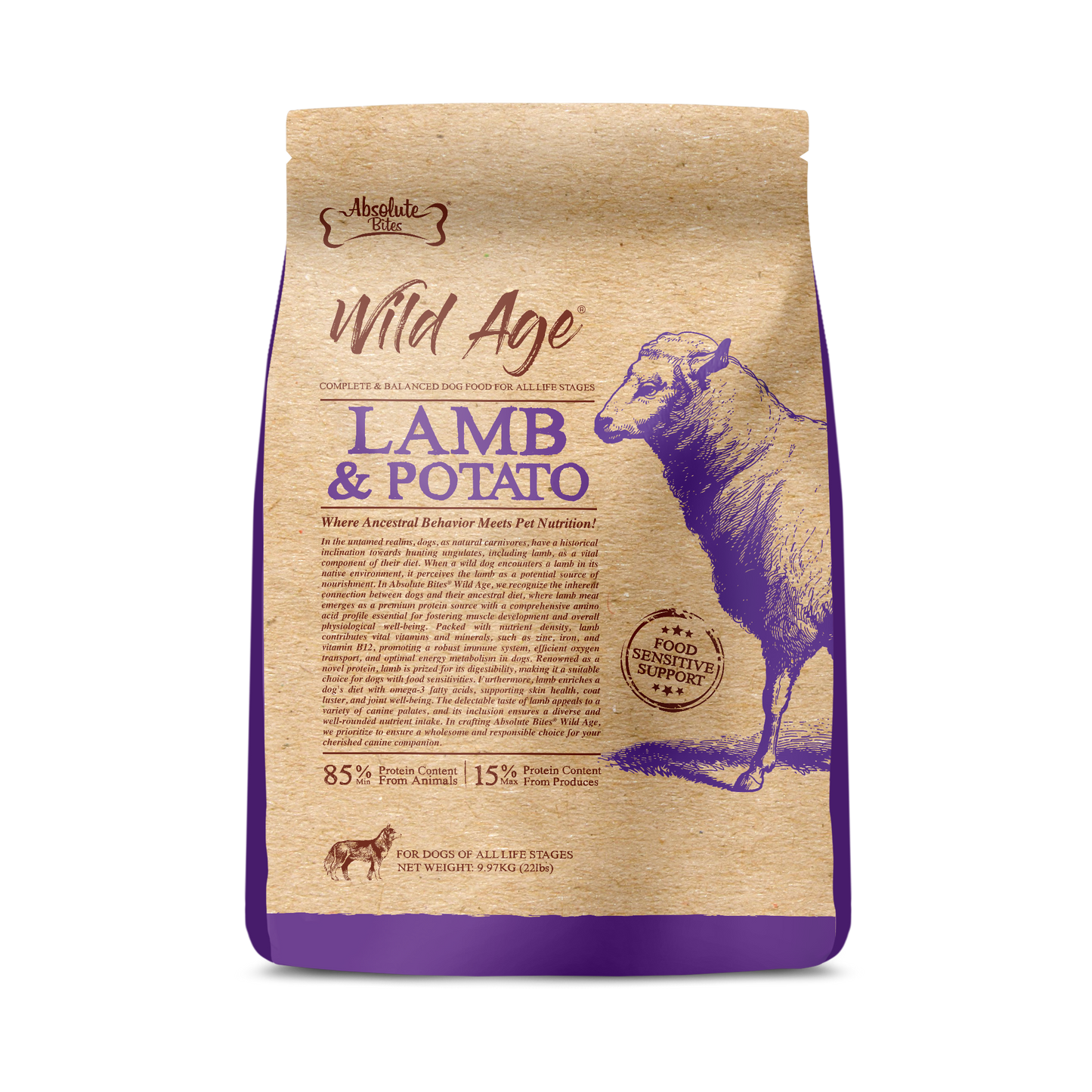 Absolute Bites Wild Age Lamb & Potato Dog Dry Food (2 Sizes)