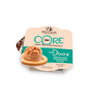Wellness CORE Divine Duos Grain-Free Tuna PatΓ© & Diced Salmon Wet Cat Food 2.8oz