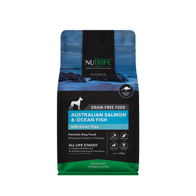 Nutripe Essence Grain Free Australian Salmon & Ocean Fish with Green Tripe Dry Dog Food (3 sizes)