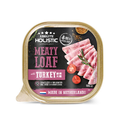 Absolute Holistic Complete & Balanced Meaty Loaf Wet Tray Turkey Dog Food 100g