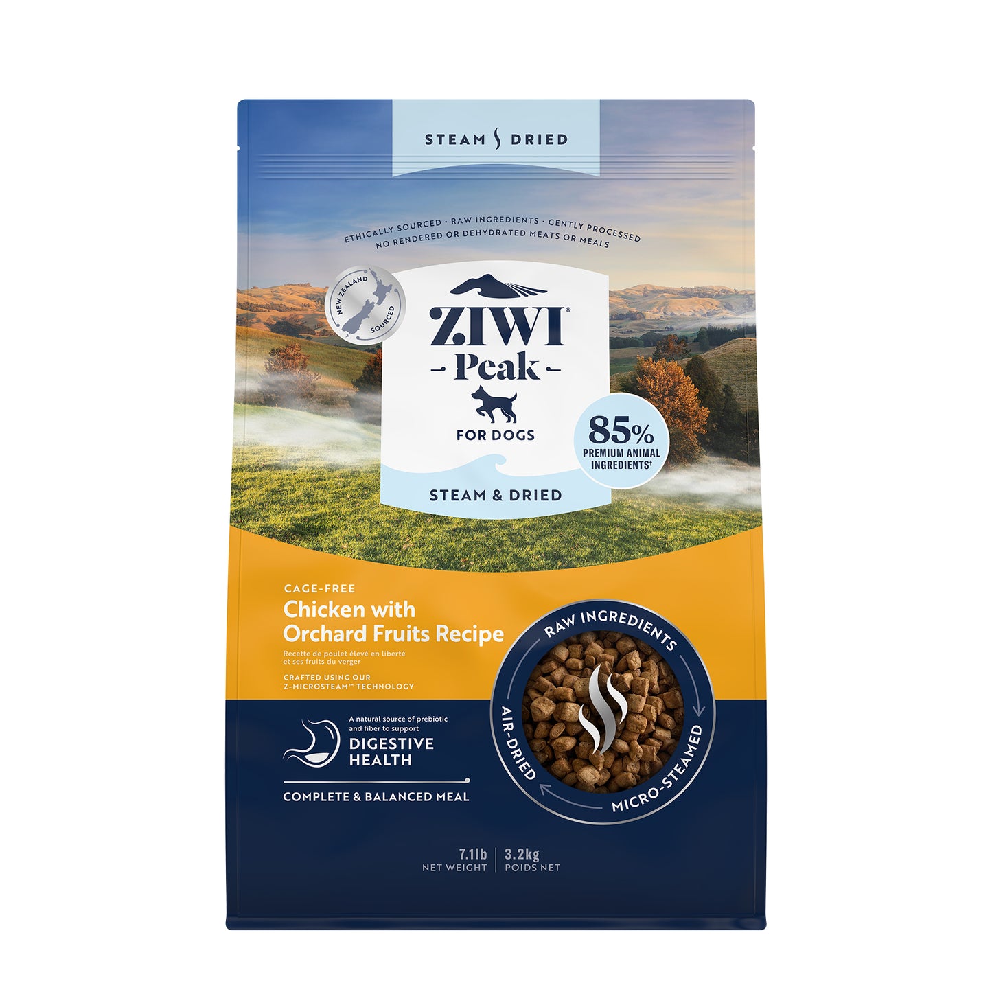 Ziwi Peak Steam & Gently Dried Cage-Free Chicken with Orchard Fruits Dry Dog Food (3 sizes)