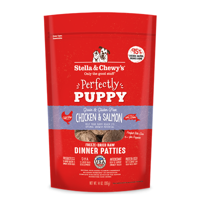 Stella & Chewy's Perfectly Puppy Chicken & Salmon Dinner Patties Freeze-Dried Raw Dog Food 14oz