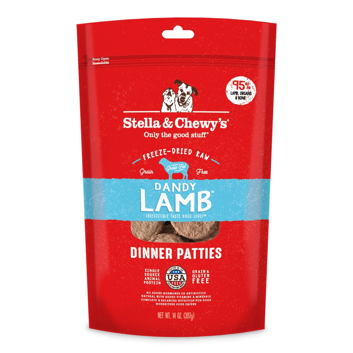 Stella & Chewy's Dandy Lamb Dinner Patties Freeze-Dried Raw Dog Food (2 Sizes)