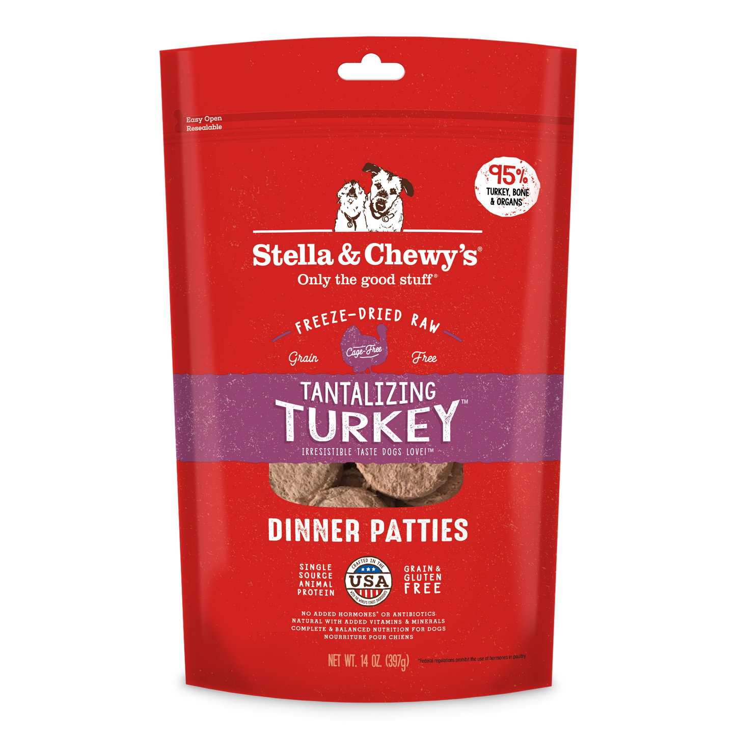 Stella & Chewy's Tantalizing Turkey Dinner Patties Freeze-Dried Raw Dog Food 14oz